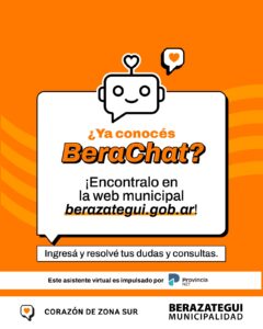 LLEGÓ BERACHAT EL CHATBOT DE LA MUNICIPALIDAD DE BERAZATEGUI