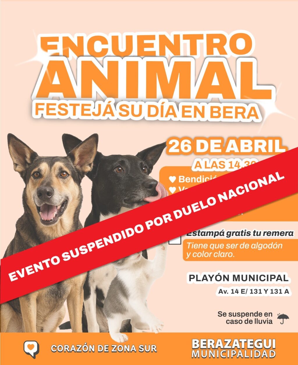 SUSPENDIÓ EL FESTEJO POR EL DÍA DEL ANIMAL EN BERAZATEGUI