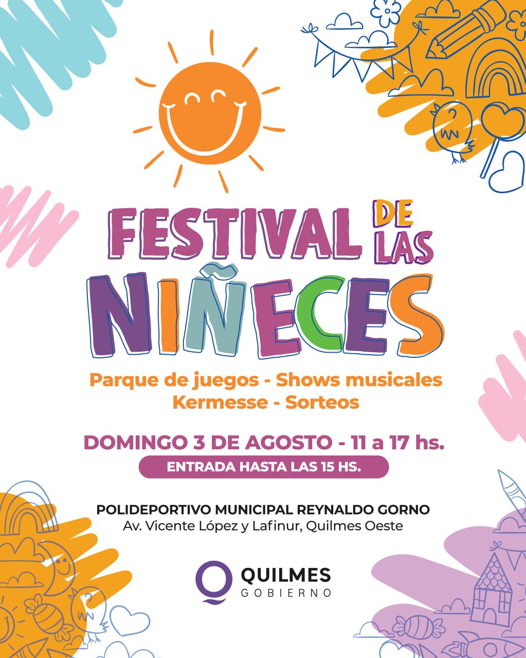 FESTIVAL DE LAS NIÑECES ESTE DOMINGO 3 DE AGOSTO CON ENTRADA LIBRE Y GRATUITA EN EL POLIDEPORTIVO MUNICIPAL “REYNALDO GORNO” (1)
